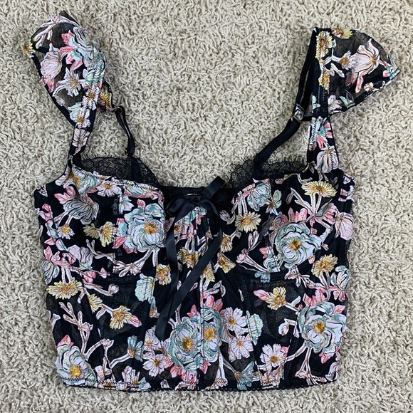 NWT Victoria’s Secret black floral bustier bra top sz 34D - Picture 3 of 10